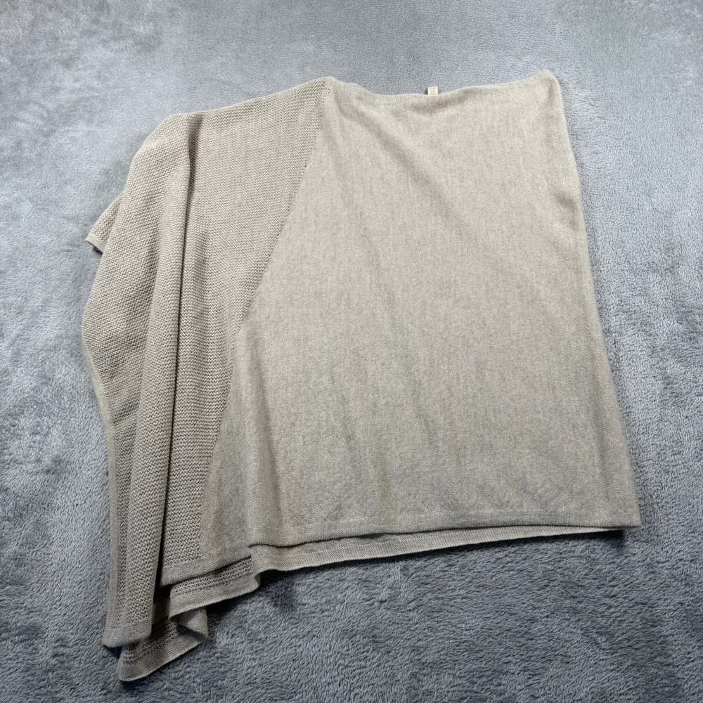 Eileen Fisher Poncho Wrap Women OS Tan Italian Yarn Asymmetric Knit - Picture 2 of 8